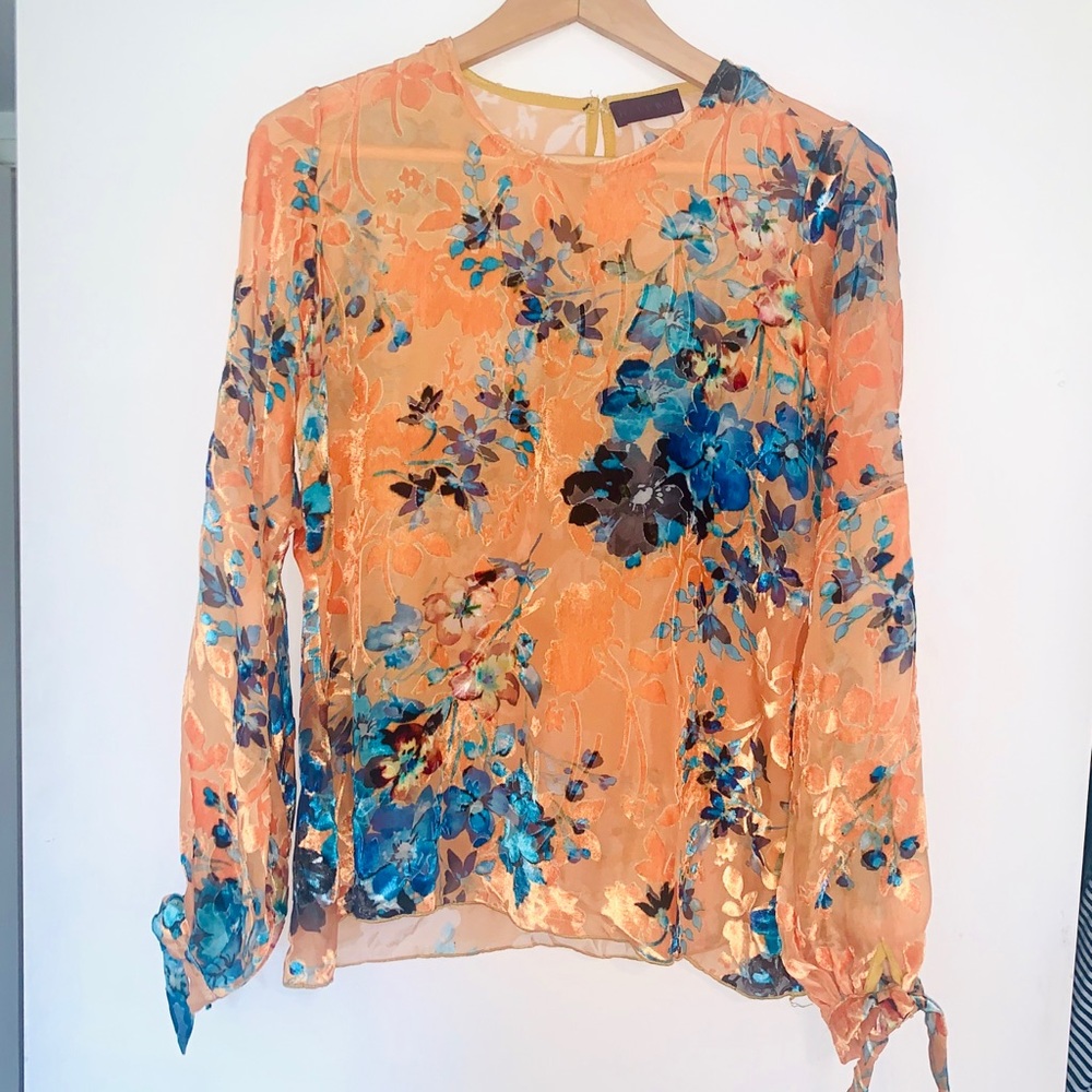 Hale Bob silk / velvet blouse, top small, new